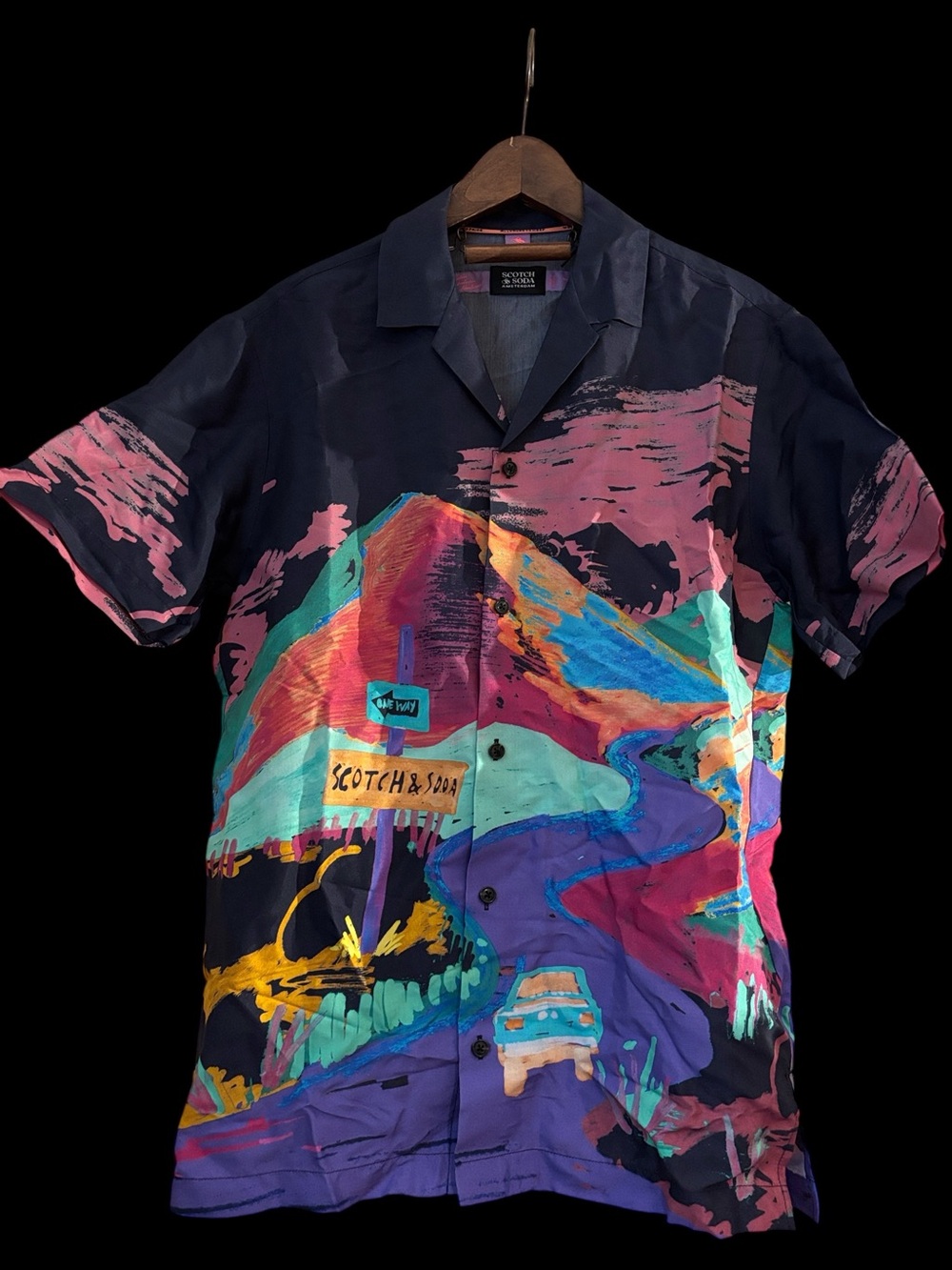 Scotch & Soda Men's Multicolor Abstract Print Short-Sleeve Shirt - Navy Base